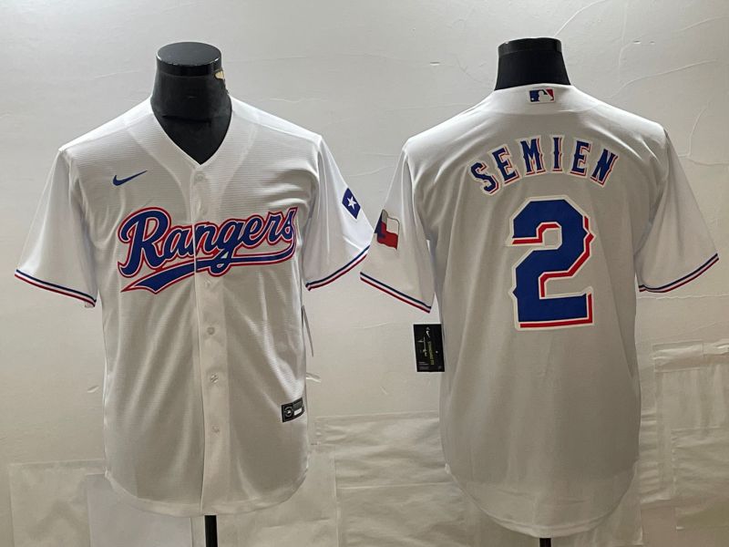 Men Texas Rangers 2 Semien White Game Nike 2023 MLB Jersey style 1